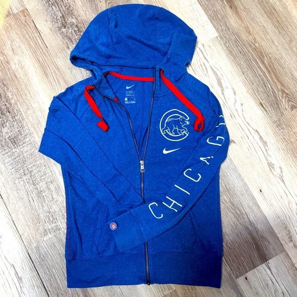 Nike Tops - NWT Nike Chicago Cubs Zip Up Sweatshirt Women S Hoodie Full Royal Blue Red